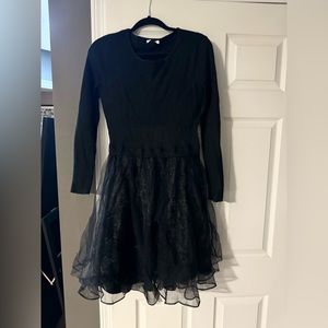 Black ruffled long sleeve dress